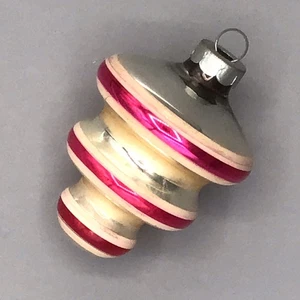 De colección Años 50 George Franke Atómico OVNI Adorno de Navidad Rosa Blanco Plata 3" - Imagen 1 de 11