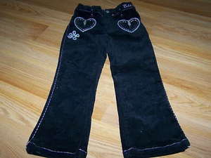 Girls Size 4 Ecko Red Black Velour Pants with Heart Pockets Boot Cut Sequined - Picture 1 of 3