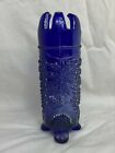Cobalt Blue Iridescent Carnival Glass Hatpin Holder Grape and Cable art deco 