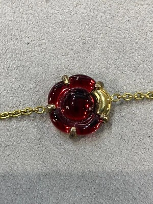 Браслет с бакаратом желтое золото красный цветок - Изображение 1 из 2