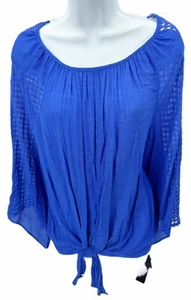 2X ALYX Cobalt Blue Blouse Shirt Top Lace Long Sleeve Lightweight - Picture 1 of 4