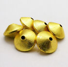 35 Pcs 12X8mm Saucer Spacer Puff Brushed Bead 18K Gold Plated rx-691