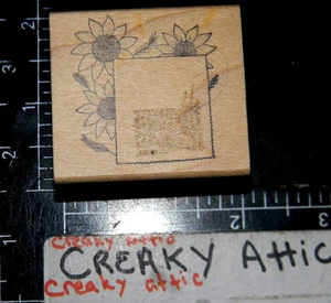 SELLO CUADRADO DE GOMA CON MINI MARCO FLORES GIRASOLES GRAN IMPRESIÓN CRUJIENTE - Imagen 1 de 3