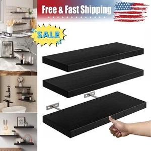 3 PACK Floating Shelves for Wall, Wall Mounted Rustic Wood Shelves for Home - Picture 1 of 14