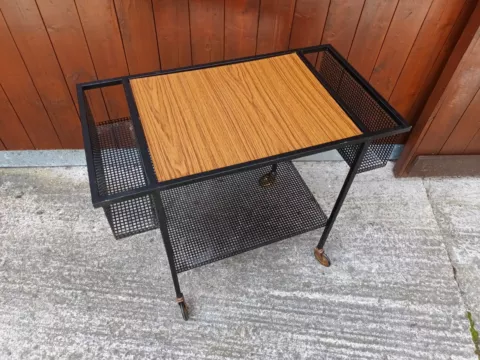 Serving Trolley Tea Trolley Metal 60er Table Side Table Mategot Style Cover