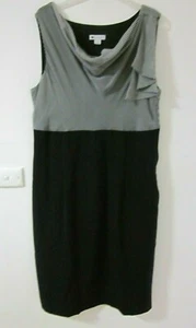 BEAUTIFUL BLACK DRESS WITH STRIPED BODICE, SIZE 12-14 BY ROCKMANS - Picture 1 of 6