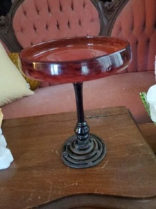 Charles Schneider Cupé Bijou Vidrio Artístico Francés 8.25 Compota Base Hierro Forjado - Imagen 1 de 13