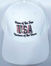 Home Of The Free Because Of The Brave USA Men's Patriotic Hat White One Size