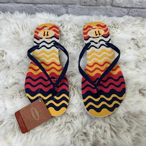 Havaianas Flip Flops Damen 11/12 rot blau gelb gewellt gestreift - Bild 1 von 5