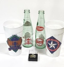 Texas Rangers Baseball Ballpark in Arlington Inaugural Pin & 2 Dr Pepper Bottles