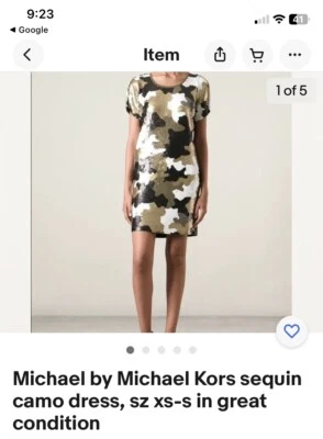Michael by Michael Kors sequence Camouflage dress sz XS midi short sleeves NWOT — 第 1/4 张图片