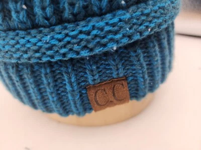 Dark Teal ski hat chunky thick knit slouch cap beanie winter crochet hat marled - Imagem 1 de 3