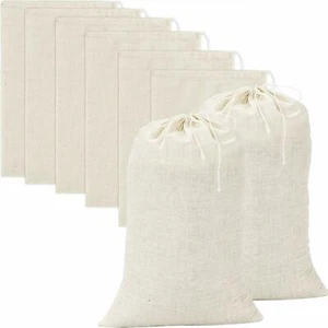 100 Pack Cotton Muslin White Drawstring Bags Large Bulk Herbs Tea Spice Bag - Picture 1 of 8