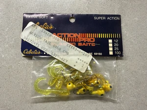 Vintage Cabela's Action Tail Grub CMB 2" Yellow Grubs Pack of 6 Extra Soft - Picture 1 of 3