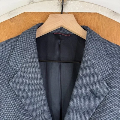 VTG Hart Schaffner Marx Blazer Mens 42L Navy Blue 3 Button 100% Silk Sport Coat - Image 1 of 4