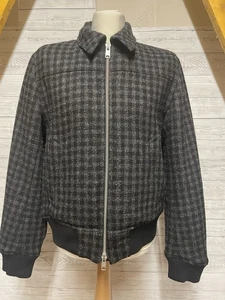 AllSaints Harris Tweed Black 100% Wool Mens Zip Jacket RRP £259 Size Large - Picture 1 of 11