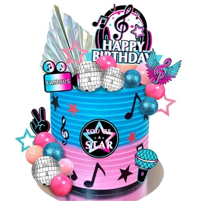 Juego de adornos musicales para pasteles - 30 piezas decoraciones de fiesta de cumpleaños para niñas Foto 1 de 4