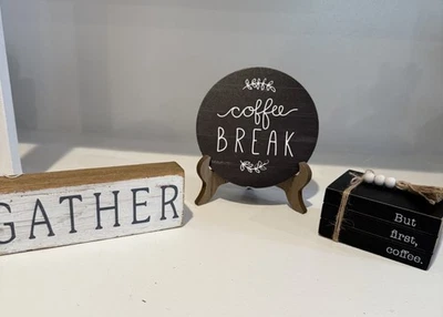 "Соберите" кофе деревенский деревянный блок декор лот из 3 - столешница и настенное крепление - Изображение 1 из 4