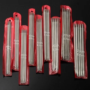 55pcs/set Edelstahl Stricknadeln Nadelspiel 7.9" 20cm 11 Größe Handarbeit Silber - Bild 1 von 6