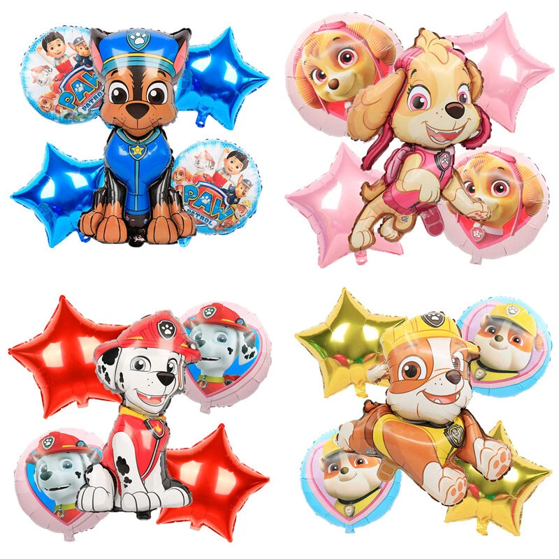 5pcs Paw Patrol Chase Skye Marshall Foil Balloon Set Birthday Party Decorations - image 1 of 1