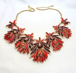 Rot Orange Rosa Strass Halskette Statement Fransen INC International Concepts - Bild 1 von 7
