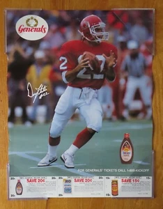 1985 Bosco DOUG FLUTIE No. 22 NEW JERSEY GENERALS Poster D - Picture 1 of 5