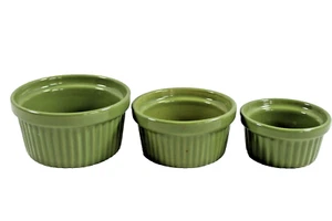 Royal Norfolk Avocado Green Nesting Baking Cups Ramekins Set of 3 - Picture 1 of 8