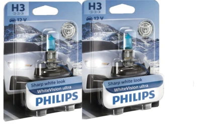H3 PHILIPS White Vision Ultra 3900K Ultimate White Light Bulbs Headlamp - Image 1 of 4