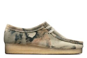 NEW MEN CLARKS ORIGINALS WALLABEE LIMITED EDITION OFF WHITE TAN CAMO SUEDE SHOES