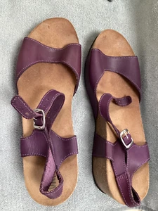 OXYGEN leather, cork wedge sandals, purple, Size 41 - Picture 1 of 4