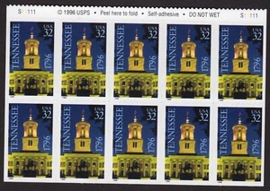 Scott #3071a 32¢ Tennessee Bottom Booklet Pane of 10 Stamps - MNH w/Plate # - Picture 1 of 1