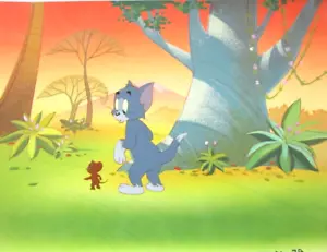1980 TOM JERRY Filmation ORIGINAL PRODUCTION drawing CEL + BACKGROUND - Picture 1 of 4