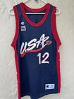 1996 John Stockton 12 Team USA Dream Team Basketball Champion Jersey 44 Vintage