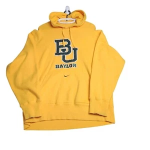 Nike Baylor Bears Hoodie Embroidered Spell Out Pullover Sweatshirt Yellow Large - Picture 1 of 10