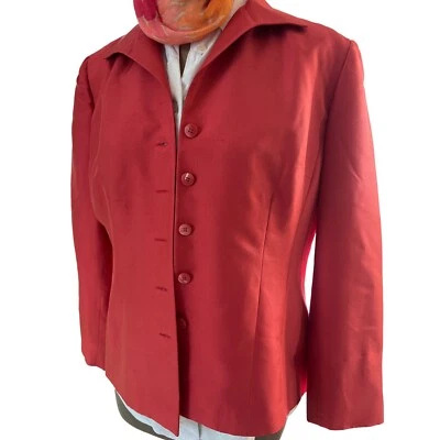 Chaqueta Blazer De Colección Amanda Smith Seda Forrada Coral Ajustada 12 Nueva Sin Etiquetas Foto 1 de 4