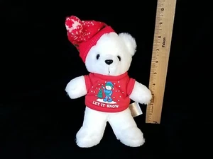 FORDLET CHRISTMAS TEDDYBEAR PLUSH VINTAGE STUFFED ANIMAL LET IT SNOW 1989 - Picture 1 of 5