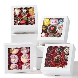 20pcs 6"x6"x2½ White Bakery Boxes with Window Cookie Boxes Small Cake Boxes M... - Picture 1 of 7
