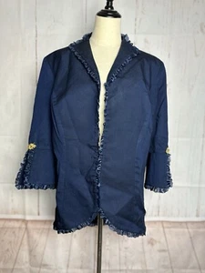 Blazer de mujer Dean Zign con volantes manga larga talla XXL azul - Imagen 1 de 10