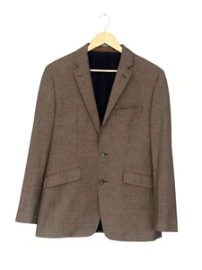 Men's John Lewis Sports Blazer Jacket Wool Blend Check Tailored Fit Wedding 38R - Picture 1 of 19