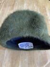Vintage Hat Fluffi Fur Angora Rabbit Hair By Marida Olive Green