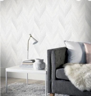 Papel tapiz Pelar y pegar Chevron Neutro Madera Belah 19’L x 20,8”W Foto 1 de 4