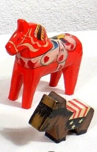 Caballo Dala Pintado Naranja Sueco y Burro Miniatura 2 para 1 - Imagen 1 de 12