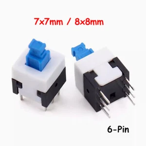 Micro Switch 7x7mm/8x8mm Button Locking Momentary Pushbutton Switch On/Off 6-Pin - Picture 1 of 7