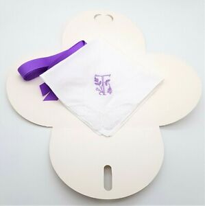 Floral Letter Embroidered Handkerchief Personalised  Initial Ladies Men's White