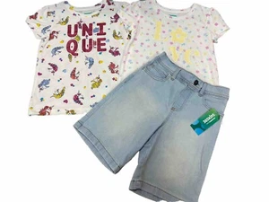 Girls Clothes Lot Of 3 Pcs Shirts Shorts Size 7 Garanimals Summer Colorful New - Picture 1 of 10