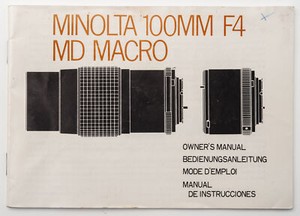 Operating Instructions Minolta 100MM F4 MD Macro Instructions Instruction