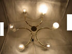  Mid Century 60s White & Brass Sciolari Style 6 Lights Flush Mount Chandelier #<