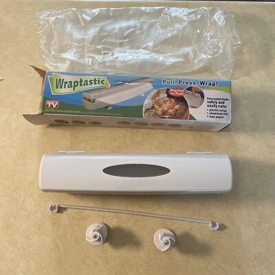 Dispensador Wraptastic Puxe Press & Envolva papel folha de plástico como visto na TV caixa aberta - Imagem 1 de 4