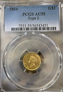 1854 $1 Gold Type 2 AU55 PCGS - Picture 1 of 4