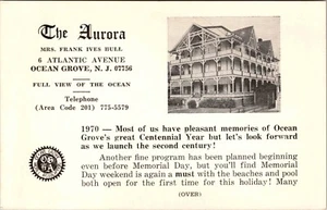 Tarjeta publicitaria Ocean Grove NJ The Aurora lista de eventos 1970 Anna Mae Bull - Imagen 1 de 2